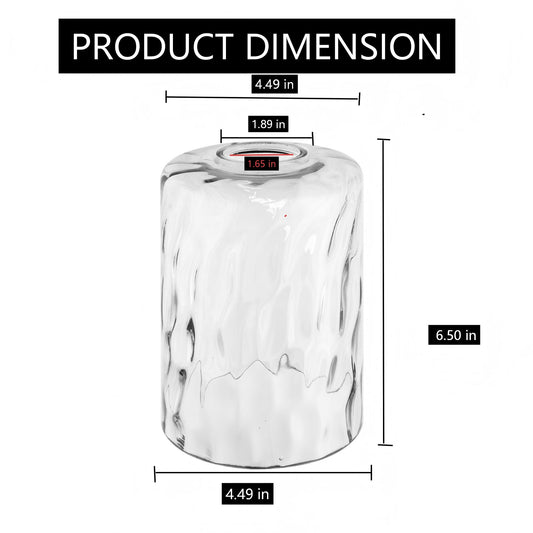 YANSUN 3-Pack Glass Cylinder Lamp Shades, Transparent Water Ripple Design, Non-Integrated Bulb, Compatible with Standard Light Fixtures