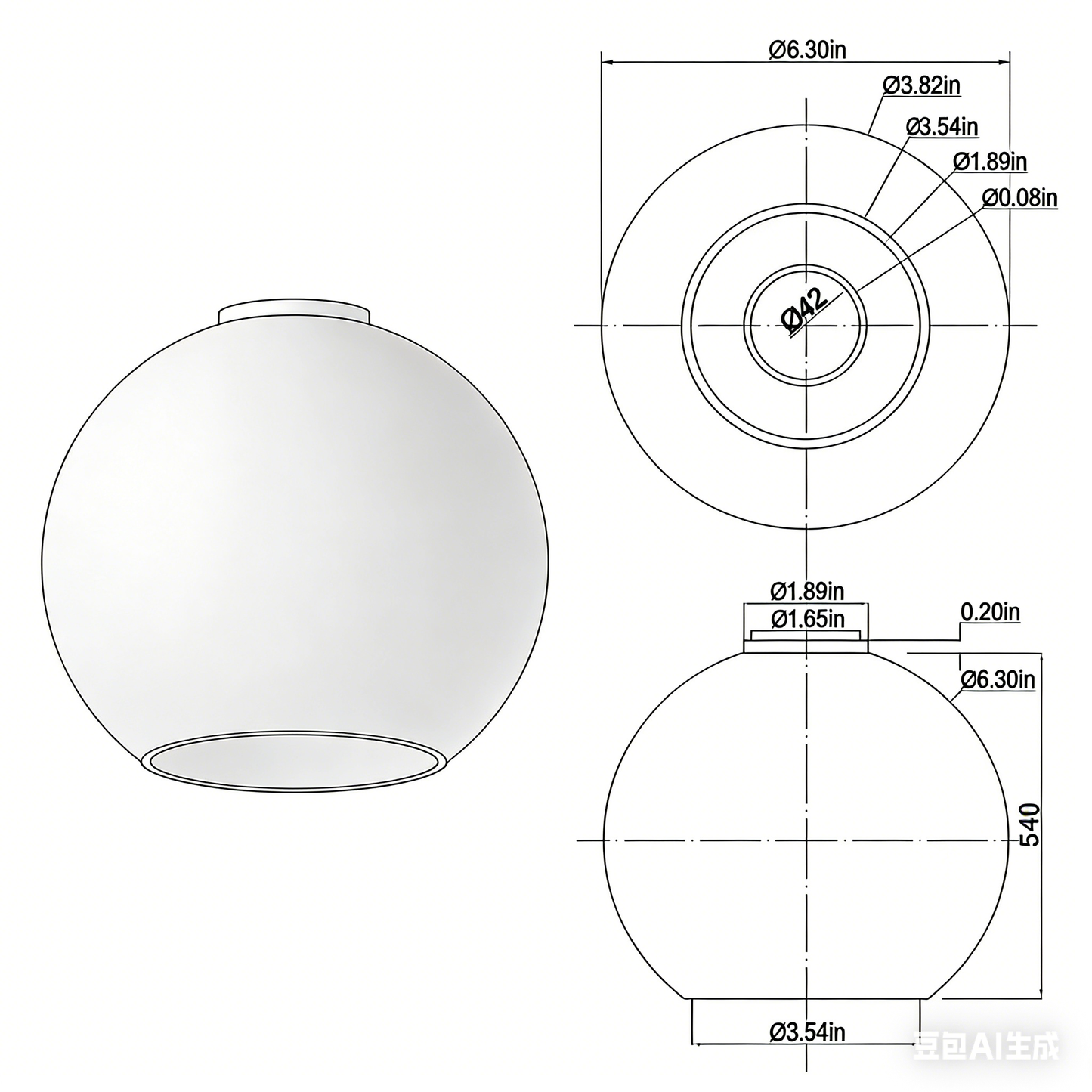 YANSUN 3-Pack Milk White Round Clear Glass Lamp Shades - Universal Replacement for Vanity Lights & Chandeliers (Bulbs Not Included)