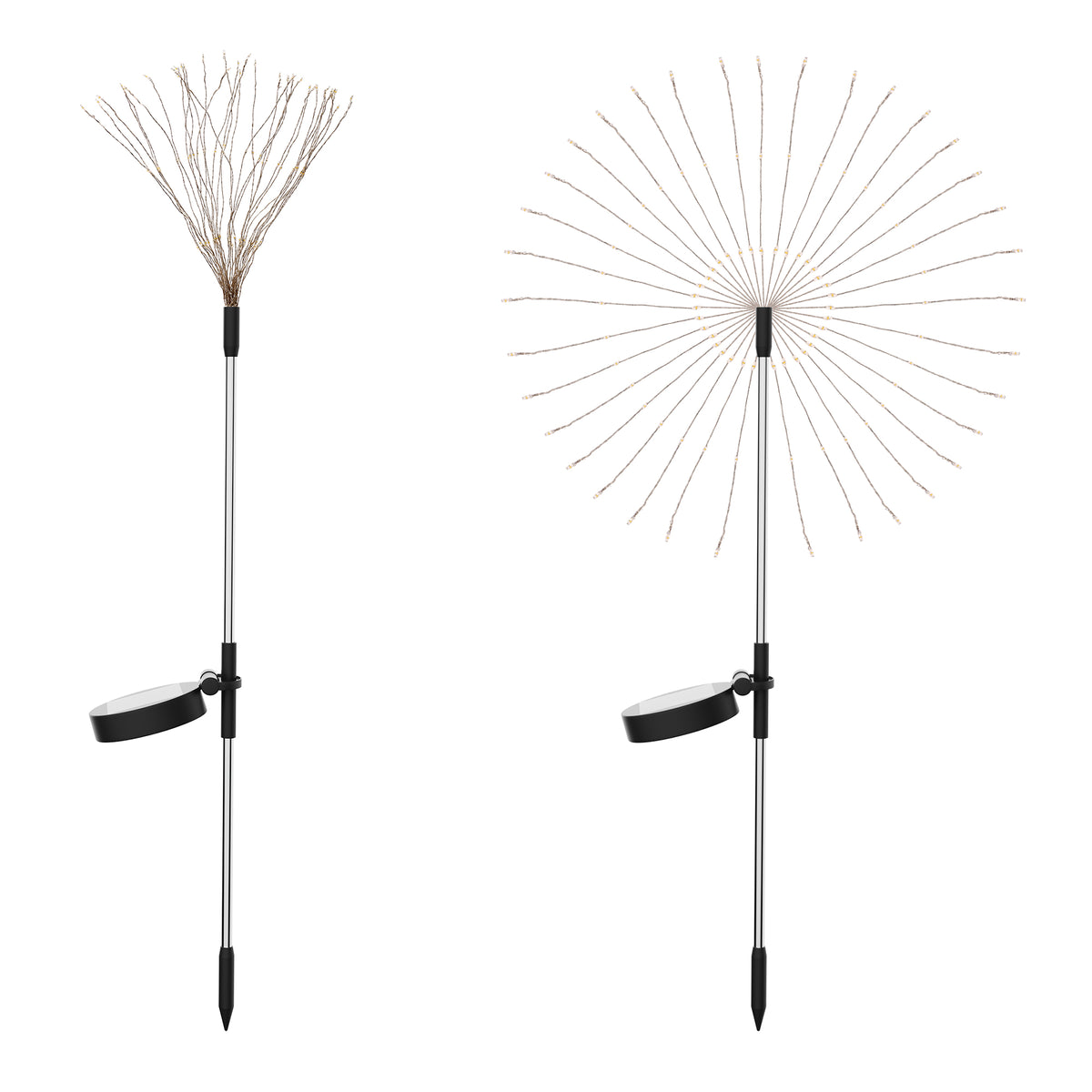 2PCS Solar Firework Garden Lights Outdoor Waterproof for Pathway Lawn Yard Decorations, Outside Sparkles Flowers Night Light, Wedding Party Holiday Christmas Decorative Lights
