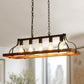 YANSUN 5-Light Island Pendant Light, Brown Metal Frame, Non-Integrated Design, Bulbs Not Included