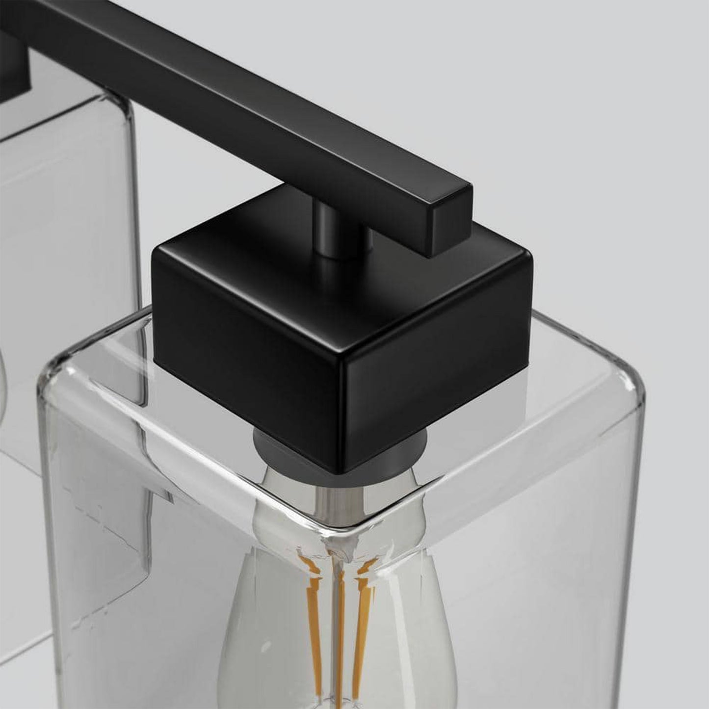 YANSUN 16 in. 3-Light Modern Vanity Light Matte Black with Clear Glass Perfect for Vanity Powder Room Dressing Room