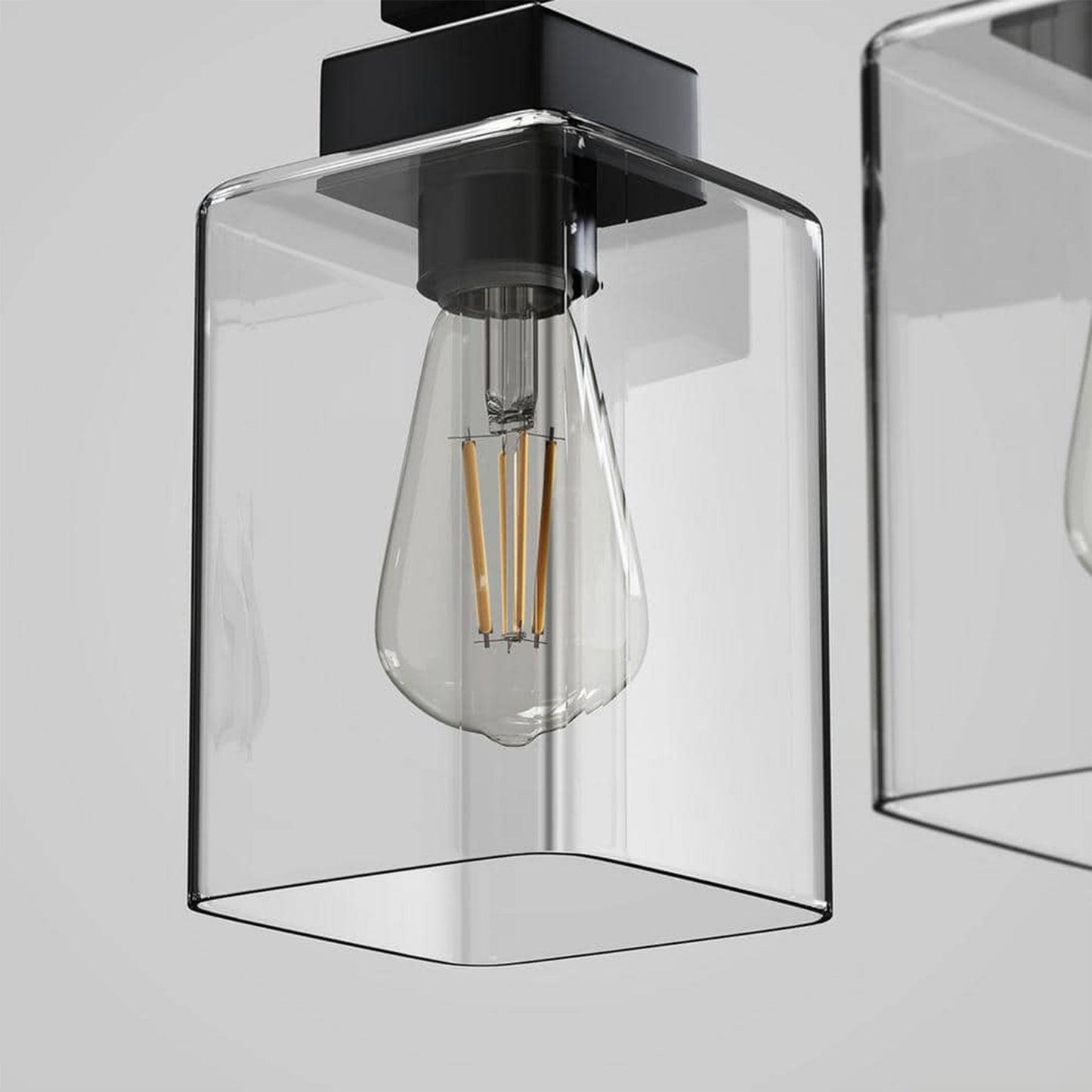 YANSUN 16 in. 3-Light Modern Vanity Light Matte Black with Clear Glass Perfect for Vanity Powder Room Dressing Room
