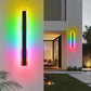 YANSUN  1-Light 37 in. Black Modern RGB LED Outdoor Wall Lantern Sconce, Waterproof Porch Light for Garden