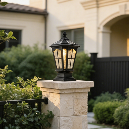 16.5 in. Matte Black Outdoor Post Lantern Waterproof Aluminum Exterior Pillar Light with LED Bulb for Patio Driveway Garden Porch