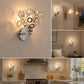 YANSUN Modern Crystal Round Wall Sconce E26 Indoor Wall Light Fixture Chrome Finish 1-Light Vanity Lamp