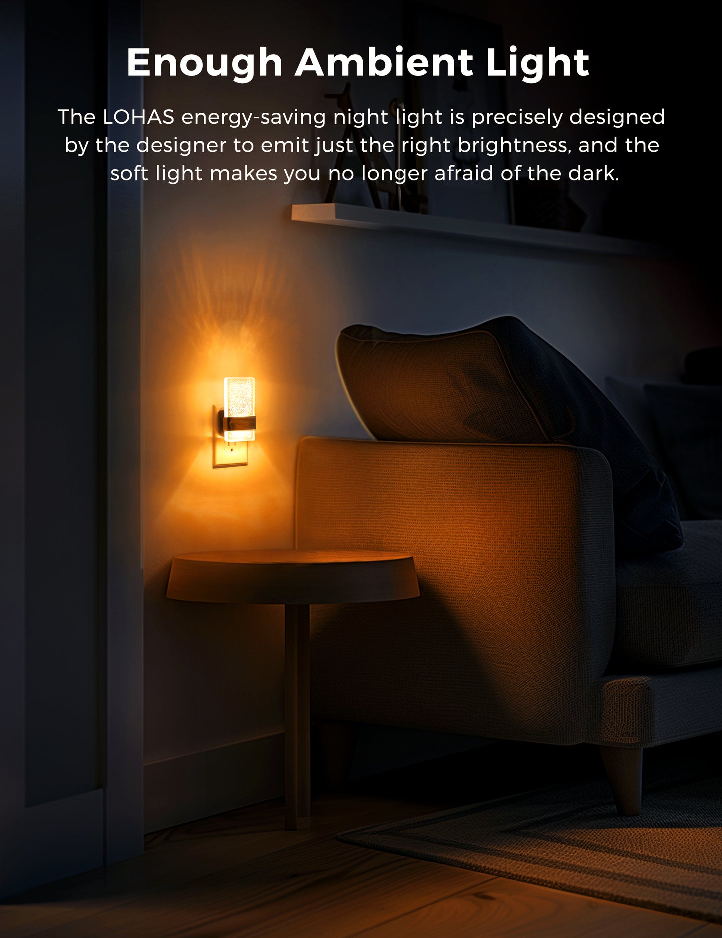 YANSUN 1-Watt Acrylic Square  Plug-in Integrated LED Night Light with Sliding Dimmer, Amber 1600K, Black & Copper, 2-Pack