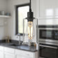 YANSUN Matte Black Rustic Industrial 60-Watt 1-Light Mini Pendant Light with Metal Shade