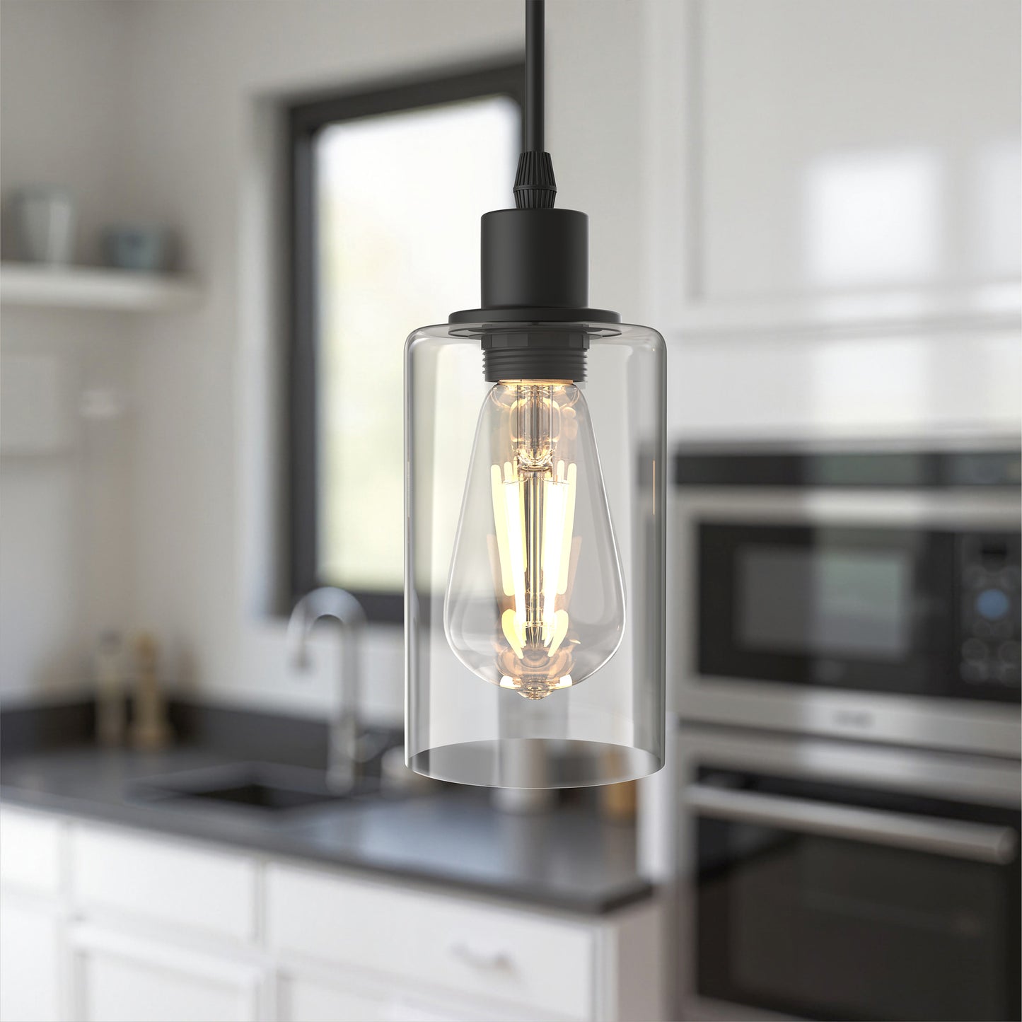 YANSUN Matte Black Rustic Industrial 60-Watt 1-Light Mini Pendant Light with Metal Shade