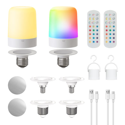 YANSUN Set of 2 Cabinet Lights with Cylindrical Plastic Housing, White, 1.5W, RGBCW, E27/E12 Sockets