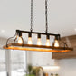 YANSUN 5-Light Island Pendant Light, Brown Metal Frame, Non-Integrated Design, Bulbs Not Included