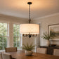 YANSUN 19.7 in. 5-Light KD-Style Chandelier, Black Modern Chandelier with White Shades, Curved Arms, E12 Socket