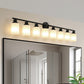 YANSUN Black & White Modern Bathroom Vanity Light, 8-Light Wall Sconce, Iron & Frosted Glass, E26 Base, Hard-Wired (Bulbs Not Included)