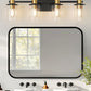 YANSUN 26 in. 4-Light Black and Gold Bathroom Vanity Light with Clear Glass Shades, E26 Wall Sconce Fixture