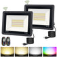YANSUN 2-Pack Outdoor Flood Lights with Dusk to Dawn Sensor & Multi-Color, IP66 Waterproof