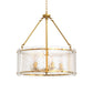 YANSUN 21 in. 5-Light Gold Modern Glass Drum Chandeliers, Dining Room Light Pendant Light Fixtures Over Table