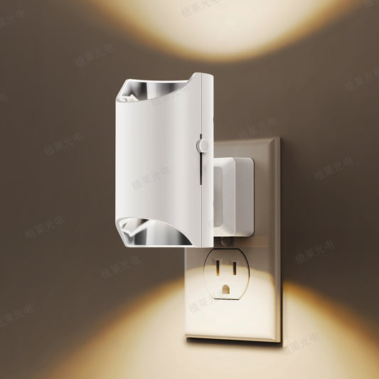 YANSUN 2-Pack 1W White Plug-In Night Lights, Cylindrical Up-Down Wall Lamps, Sliding Dimming, Warm 3000K