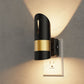 YANSUN 2-Pack 1W Black Plug-In Bamboo Hollow Cylinder Night Lights with Gold-Tone Belt, Warm 3000K Dimmable, US Plug