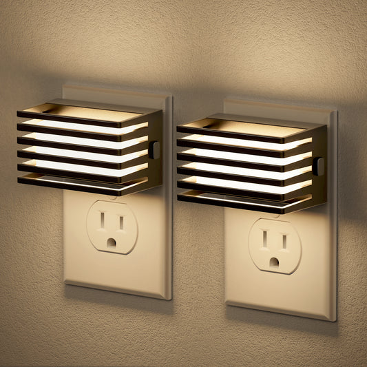 YANSUN 2-Pack 1W Dusk to Dawn Plug-in Night Lights 2700K Warm White LED Up and Down Lighting Night Lights with 3-Level Dimming for Bedroom Hallway