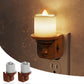 YANSUN 2-Pack 1W Plug-In Dusk to Dawn Candle Night Light, Warm 2700K LED, Wood-Grain Plastic Housing, Slide Dimmer, US 2-Prong Plug