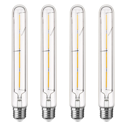 T30 LED Tubular Bulb,Vintage Filament Design, 4W (40W Equivalent), Warm White 2700K, Dimmable, E26 Base, (4-Pack)