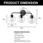 YANSUN 22.7 in. 3 Light Black Vanity Light with Clear Globe Shades Modern Round Wall Mount Wall Light for Bathroom E26 Base