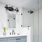 18.89 in. 3-Light Matte Black Modern Bathroom Vanity Light Mirror Wall Light with Black Accents and Seeded Glass Shade