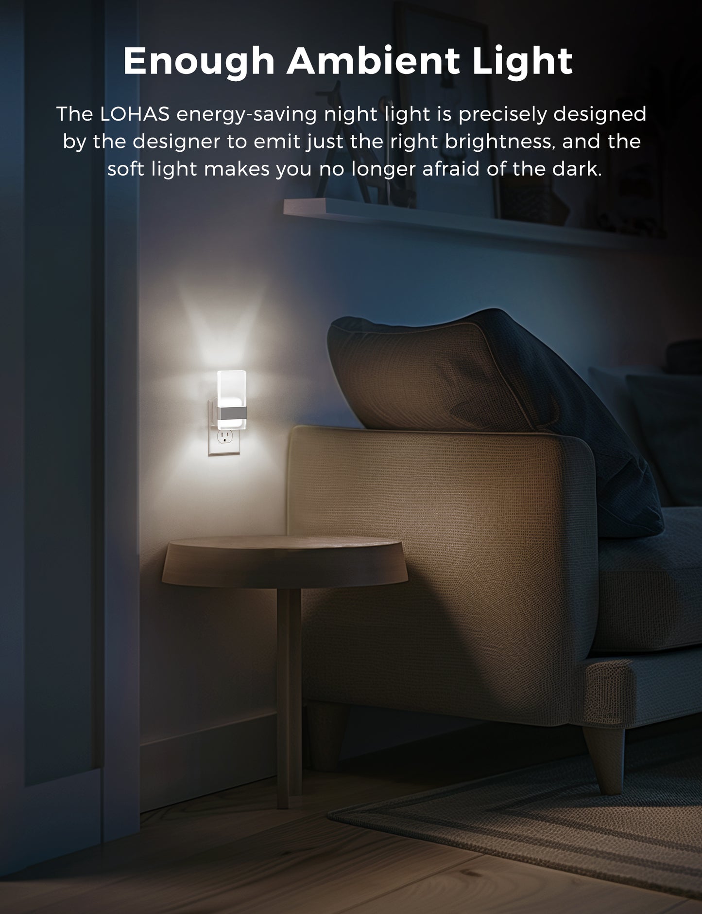 YANSUN 2-Pack Plug-In Night Lights with Frosted Acrylic Columns, Brushed Nickel Finish, 5000K White Light, Dimmable