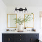 18.89 in. 3-Light Matte Black Modern Bathroom Vanity Light Mirror Wall Light with Black Accents and Seeded Glass Shade