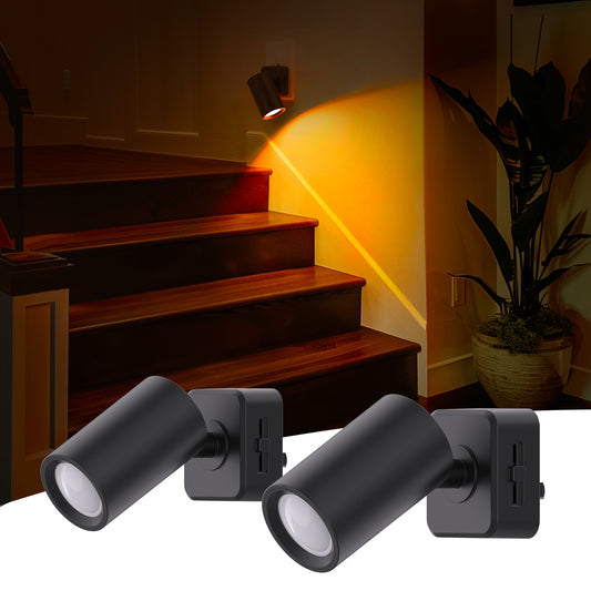 YANSUN 2-Pack 1W Plug-in Light-Controlled Night Light, Cylindrical, Adjustable, Amber Light, U.S. Two-Prong Plug