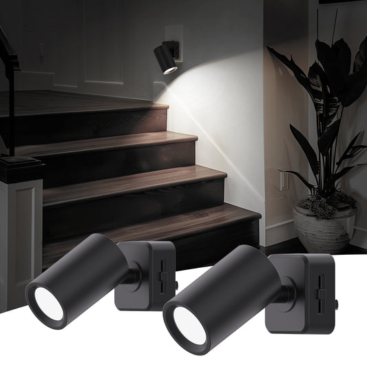 YANSUN 2-Pack 1W Dusk to Dawn Plug-in Night Lights Adjustable Cylinder Head 5000K Cool White Dimmable LED Night Lights for Bedroom Hallway Bathroom