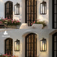 YANSUN 18 in. 2-Pack Black Dusk to Dawn Outdoor Lantern Sconce Wall Lights with Clear Glass Shade LED T30 Bulbs Included