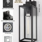 YANSUN 18 in. 2-Pack Black Dusk to Dawn Outdoor Lantern Sconce Wall Lights with Clear Glass Shade LED T30 Bulbs Included
