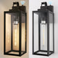 YANSUN 18 in. 2-Pack Black Dusk to Dawn Outdoor Lantern Sconce Wall Lights with Clear Glass Shade LED T30 Bulbs Included