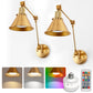 YANSUN 13 in. 1-Light Modern Adjustable Gold Wall Sconce with Swing Arm, Plug-In Vintage Task Light for Living Room