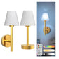 YANSUN 2-Pack Fabric wall lamp Copper LED Wall Sconce RGBCW Remote Control Remote Timer Dimmable Wall Light for Living Room