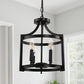 YANSUN 4-Light Black No Decorative Accents Drum Chandelier for Foyer Kitchen Island with No Bulbs Included