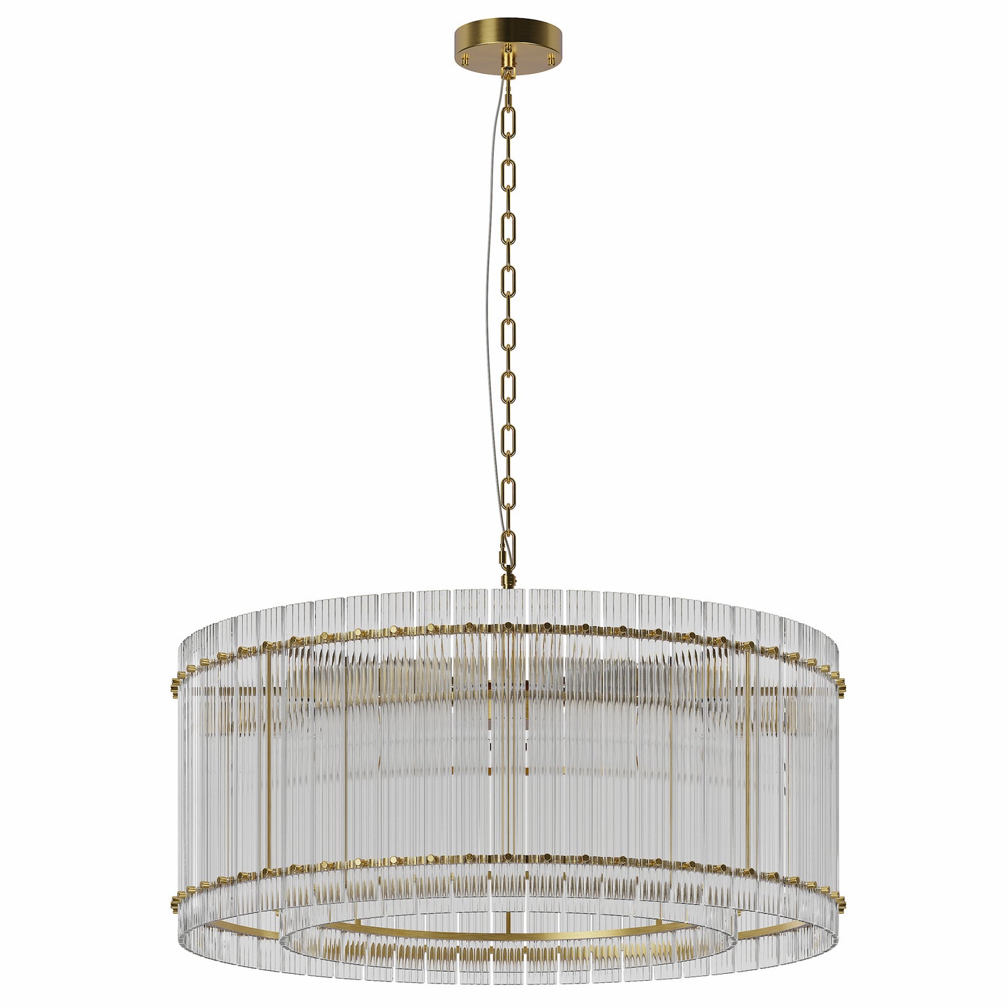 YANSUN 37in. Gold 2-Tier 8-Light Water Ripple Crystal Chandelier Modern Ceiling Light for Dining Room Living Room Bedroom Foyer High Ceiling
