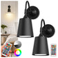 YANSUN 1-Light Black Plug-in Wall Sconce with Metal Bell Shade and E26 Base (2-Pack, Bulbs Included)