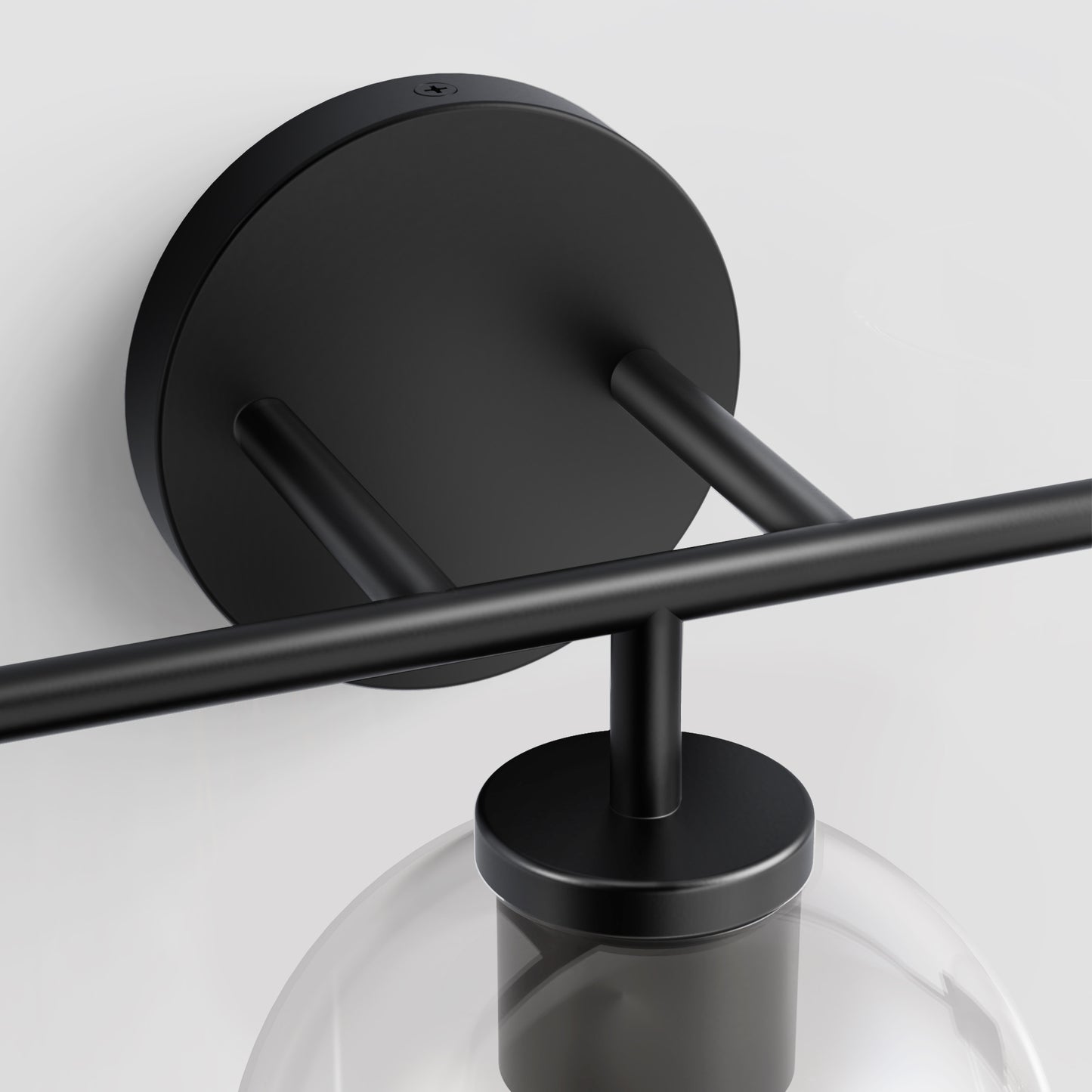 YANSUN 22.7 in. 3 Light Black Vanity Light with Clear Globe Shades Modern Round Wall Mount Wall Light for Bathroom E26 Base
