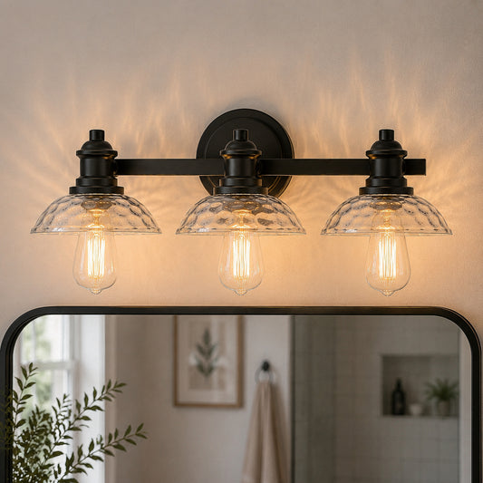 YANSUN 3-Light Black Bathroom Vanity Light Fixture Modern Wall Sconce E26 Mirror Lighting