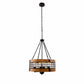 YANSUN 4-Light Matte Black Brown Drum Chandelier Industrial Metal Mesh Pendant Light Fixture E26