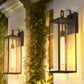 YANSUN Set of 2 Outdoor Wall Lanterns with Clear Glass Shade, Dusk-to-Dawn Sensor and 4 T30-225 Bbs, E26 Socket, 20 In. Height
