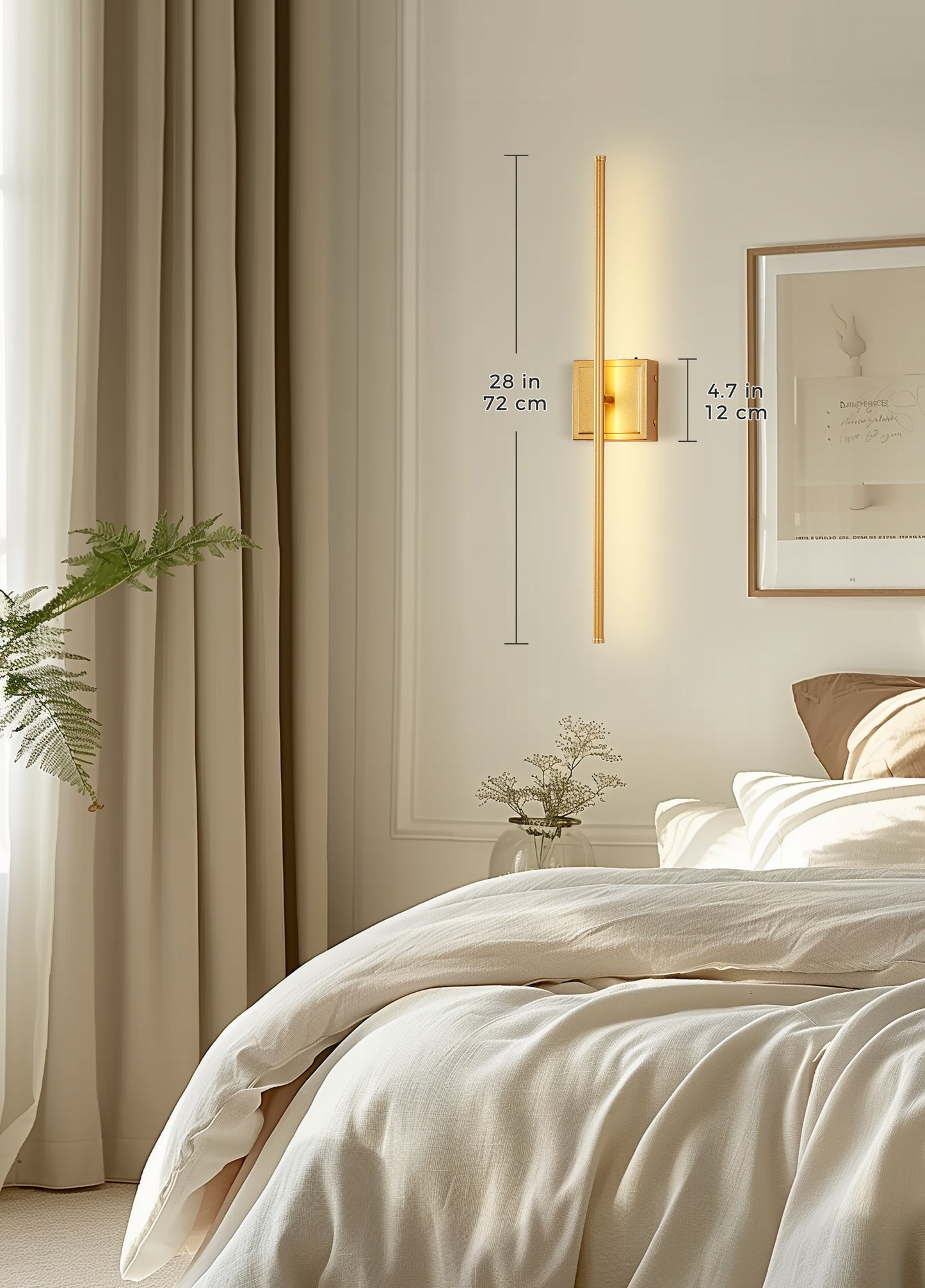 YANSUN Rotate Gold Dimmable Wireless Integrated LED Wall Sconce for Living Room with Remote Sconce Wall Decor 2-Pack