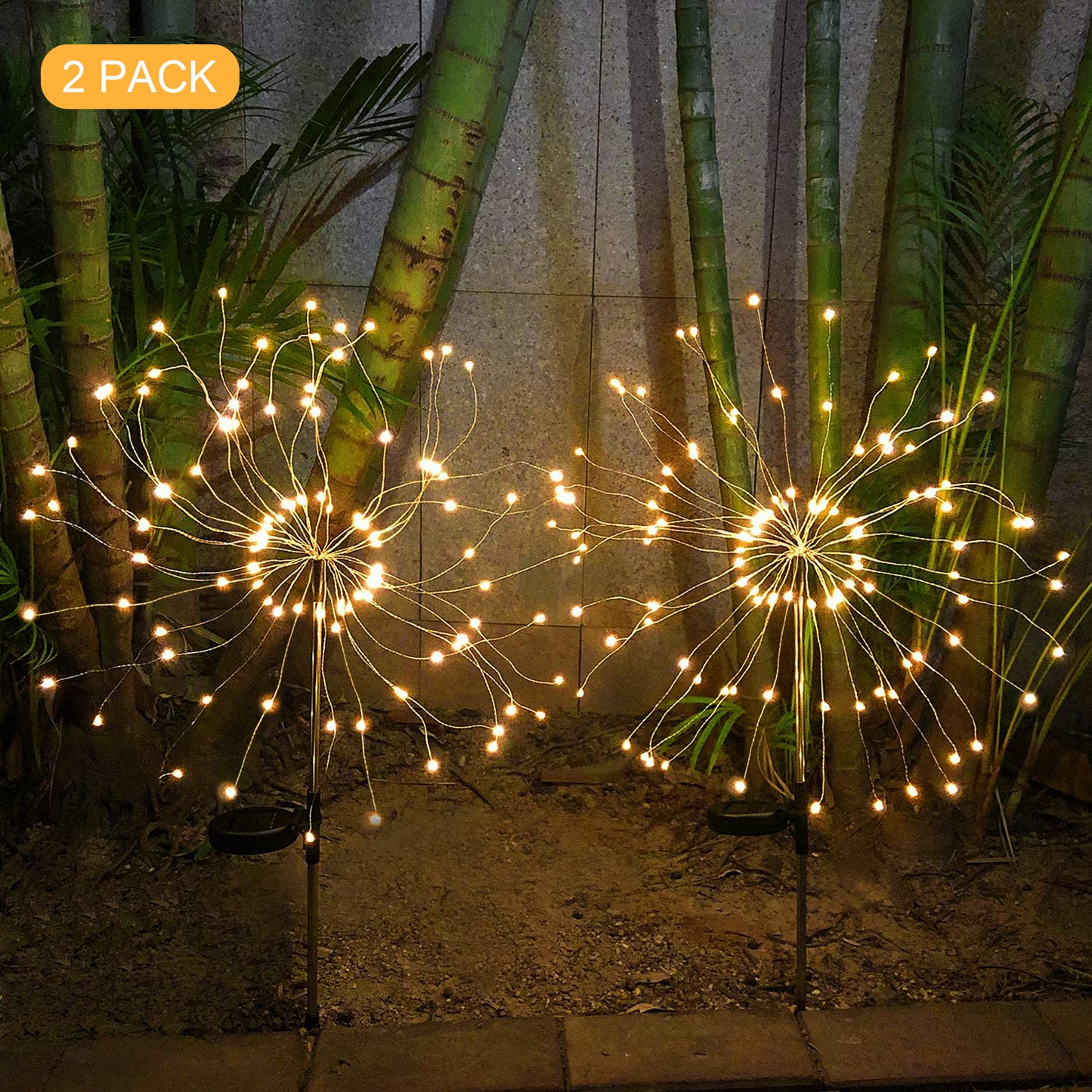 YANSUN LED Firework Garden Lights - 120 LEDs, Warm White, 40 Copper Wires (2-Pack)
