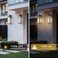 YANSUN Set of 2 Outdoor Wall Lights with Clear Glass Panels, Black & Gold Finish, Traditional Design, Light Sensor Operation