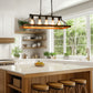 YANSUN 5-Light Island Pendant Light, Brown Metal Frame, Non-Integrated Design, Bulbs Not Included