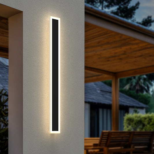 YANSUN 35.4 in. 1-Light Black Integrated LED Outdoor Wall Light Waterproof Porch Lantern Sconce 000/6000 K Color Temperature