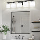 YANSUN 40 in. 5 Light Matte Black Vanity Light with White Glass Shades for Bathroom and No Bulbs Included