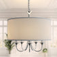 YANSUN 80.5 in. 5-Light Silver Drum Chandelier Modern Branch Arm Pendant Light E12 Base for Dining Room Kitchen Living Room