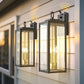 YANSUN Set of 2 Outdoor Wall Lights with Clear Glass Panels, Black & Gold Finish, Traditional Design, Light Sensor Operation